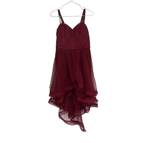 Speechless Red Lace Spaghetti Strap Tulle High Low Lined Dress Size 11 Women’s - Picture 1 of 5